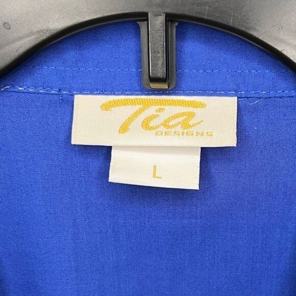 Tia Designs Women’s Blue Palm Tree Button Down Top Size L NWT - Picture 3 of 6